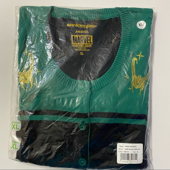 Marvel Loki Embroidered Knit Crop Cardigan XL - Picture 8 of 10